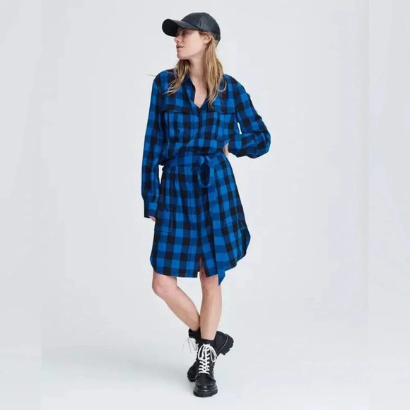 Rag & Bone Beck Buffalo Plaid Mini Shirt Dress Size XS - Picture 1 of 7
